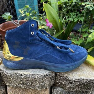 Under Armour Steph Curry Mens SZ 12 One 1 Lux Gold/Blue/Navy Suede 1296617-997